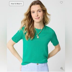 J. Crew Woman’s Short-sleeve cotton crewneck sweater Emerald Green Sz M